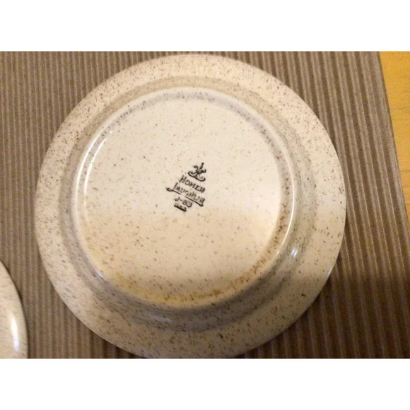 Vintage  Homer Laughlin Country Sage/Brown Speckles- 13 saucer/plates 6.25" - Picture 3 of 4